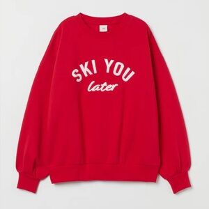 H&M Ski You Later motif Red Sweatshirt BRAND NEW WITH TAGS